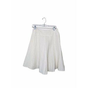 Ann Taylor Linen Skirt Rayon A-line Layered Lined White Womens Size 4P